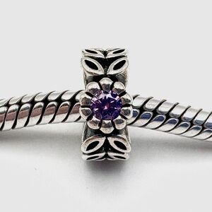 Pandora Twice As Nice Purple Sterling Silver Spacer Charm